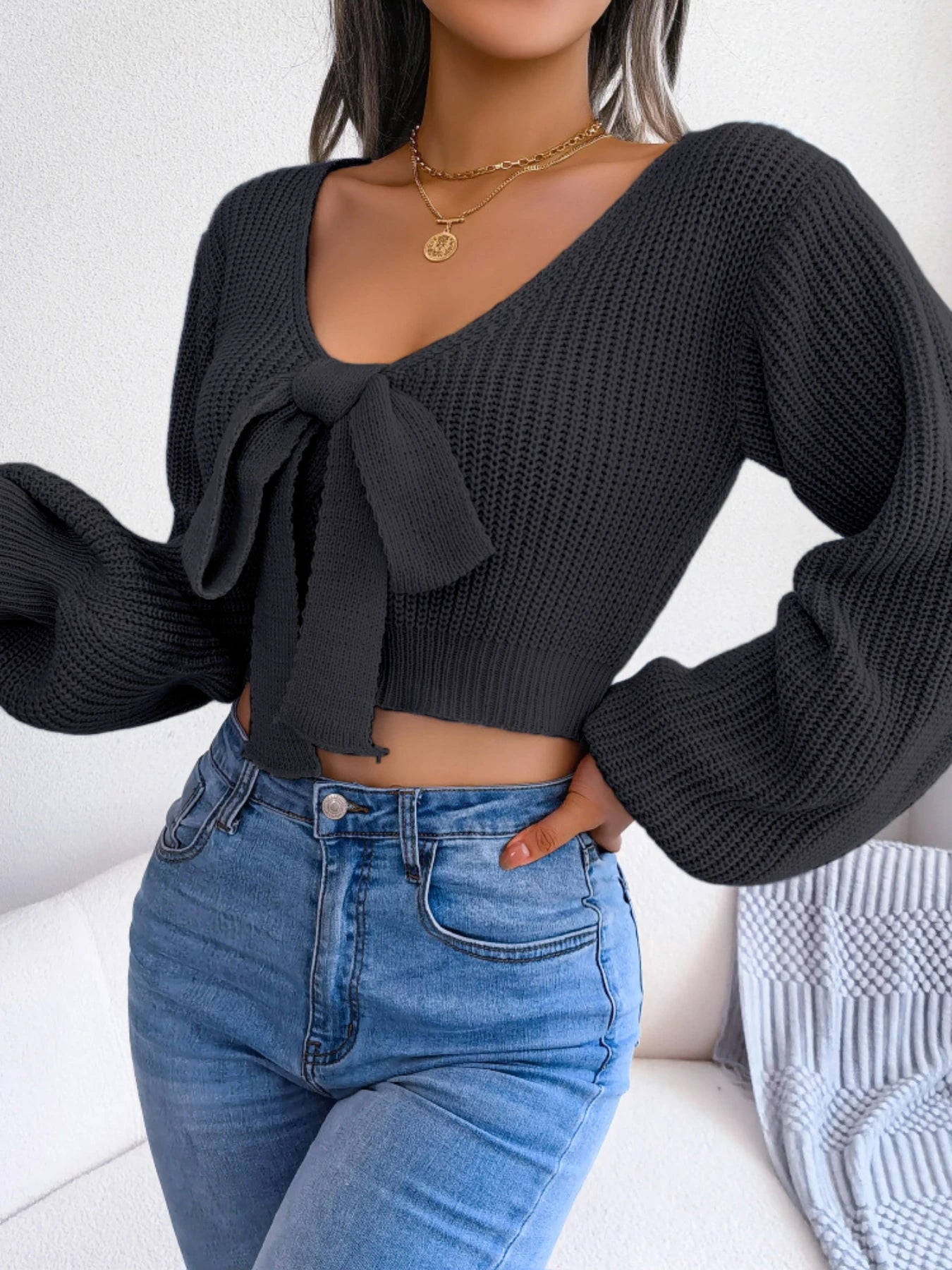 Bow Tie Crop Sweater